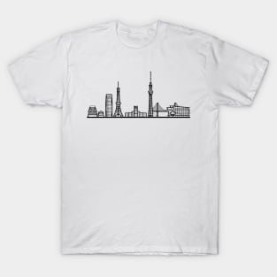 Tokyo Skyline in black with details T-Shirt